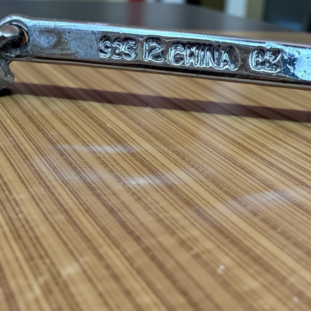 18 inch lariat CZ stamped Silver Necklace - Picture 4 of 5